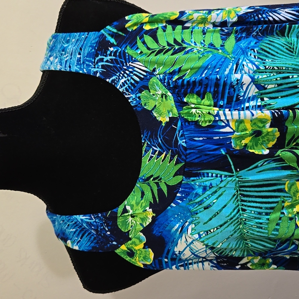 T53 Roz &Ali Tropical Tank Top Handkercheif Hem Lightwright Breezy "Vacay Ready" - Picture 2 of 10